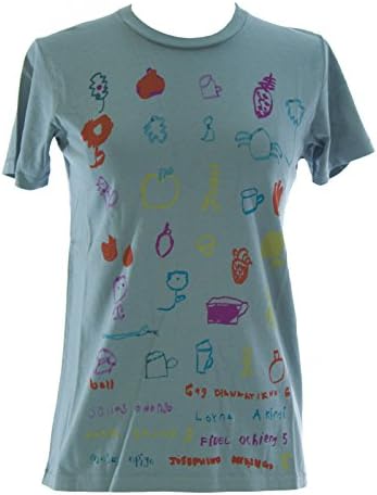 EDUN Women's Market Print Basic Tee Sz XS Mineral Blue