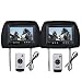 7 TFT LCD Color Monitor Car Headrest 2-Pack w/Remotes (Black)