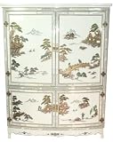 Fine High End Beautiful Furnishings - 65" White Lacquer Entertainment Unit Armoire TV Cabinet