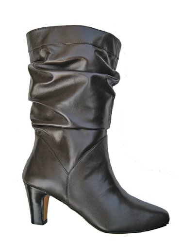 Thyme Super Wide Mid-Calf Boot Black Leather or Brown Leather
