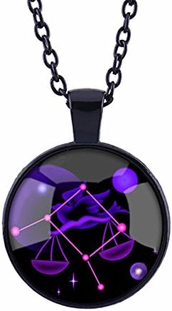 Retro Constellation Pendant Necklace Libra (Gun Black)