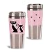 HuesNBrews Cattitude 14 Ounce Pink Tumbler, 4 Pack
