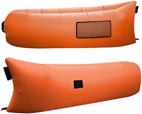 Outdoor Inflatable Lounger Nylon Fabric Beach Lounger Convenient Compression Air Bag Hangout Bean Bag Portable Dream Chair (Orange)