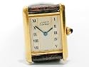 Vintage/Antique watch: Pre-owned Women's Cartier Watch Vermeil RARE Ivory Dial w/ Roman Numerals Swiss Quartz 1980's