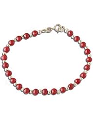 14k Yellow Gold Red Coral Bead Baby Child Kids Bracelet 5.5"