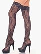 Black BackSeam Pattern Lace Thigh-Hi Stockings