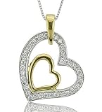 14k White and Yellow Gold Heart Diamond Pendant Necklace (GH, I1-I2, 0.25 carat)