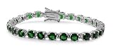 Silver Bracelet with CZ - Emerald CZ - Length: 7.5 inches