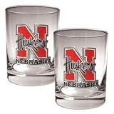 Nebraska Cornhuskers 2 Piece Rocks Glass Set NCAA College Athletics