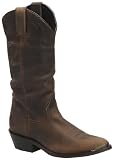 Men's Double-H Stylish Walking Heel Round R Toe Pull On Leather Slouch Boots