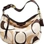 Coach Signature Tonal Hobo Shoulder Bag Purse Bag 12190 Brown