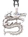 Blue Crystal Eye Dragon Pewter Pendant Necklace