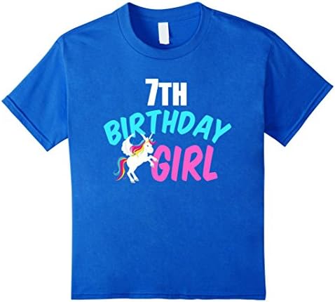 Kids 7th Birthday Girl Unicorn T-Shirt 8 Royal Blue