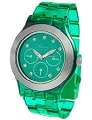 Geneva Platinum Womens 2108.Green Green Plastic Quartz Watch with Green Dial