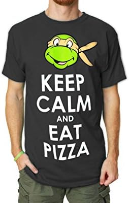TMNT Men's Keep Calm And Eat Pizza Short Sleeve T-Shirt Black