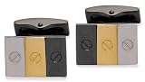 Code Red Base Metal Rhodium Plated Cufflinks With Gunmetal And Gold Colour