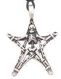 Pentagram Skeleton Crucifix Pewter Pendant
