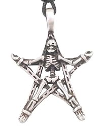 Pentagram Skeleton Crucifix Pewter Pendant