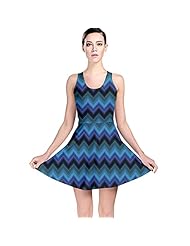 Stretchy Polyester/Spandex Chevron Print Skater Dress 