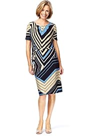Classic Collection Chevron Striped Belted Dress