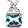 14K White Gold Aquamarine and Diamond Pendant