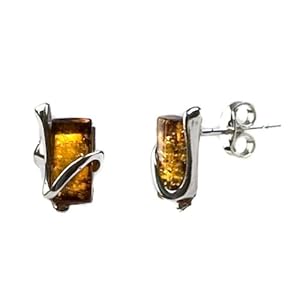 Sterling Silver Honey Amber Stud Earrings