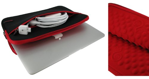 Buy rooCASE Super Bubble Neoprene Sleeve Case Cover for Apple MacBook Air 11.6-inch Laptop MC505LL/A MC506LL/A MC968LL/A MC969LL/A (Black / Red)