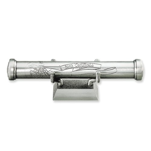 Pewter Finish Stand and Birth Certificate Holder Pewter Finish Stand and Birth Certificate Holder