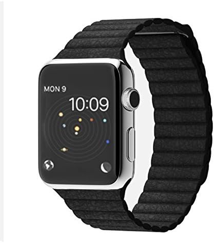 Apple Watch Band, with Magnet Lock, LROO® 42mm Premium Leather Loop Bracelet Strap Band for Apple Watch Sport &amp; Edition - Black (BL42)