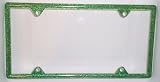 Green Glitter Plastic License Plate Frame
