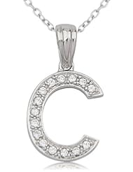 Sterling Silver and Cubic Zirconia Initial C Pendant