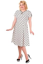 Plus Size Polka Dot Print Short Sleeves Cutout Vintage Keyhole  Dress