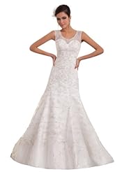 Organza/Satin Empire   Waistline Scoop Neck Mermaid Spring Fall Sleeveless Beaded  Dress with a Court Train 