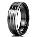 King Will 8mm Black Tungsten Carbide Rings Polished Beveled Edge Double Groove Wedding Bands (9)