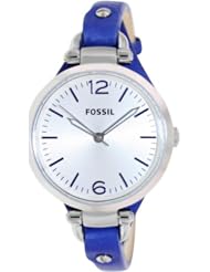 Fossil Georgia Three Hand Leather Watch - Blue Es3318
