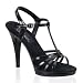 4 1/2 Inch Sexy Black High Heels With T-Strap Women's Sandal