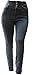 BLA Blue HIGH Waist Womens Plus Size Denim Jeans W/Back Elastic Waist Skinny Leg