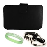 Black Leather GPS Case for Garmin Nuvi Models Size 4.3 + Car Charger + Live*Laugh*Love Wrist Band!!! (Does Not Include GPS Device!)