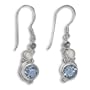Sterling Silver Moon Dawn Topaz, Iolite and Moonstone Dangle Earrings by Sajen
