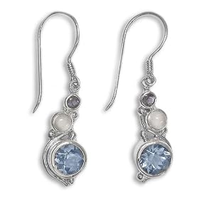 Sterling Silver Moon Dawn Topaz, Iolite and Moonstone Dangle Earrings by Sajen by Amazon.com Collection