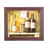 3-D Wine Bottle Art In Wood Frame