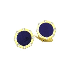 Solid 14k Lapis Cufflinks with .40 carat Diamonds by 