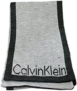 Calvin Klein Unisex Adult Knit Jacquard Heather Gray/Gray Acrylic Scarf
