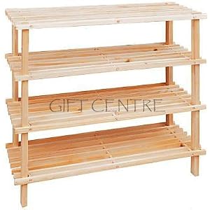 4 Tier Wooden Slatted Shoe Storage Rack