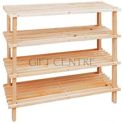 4 Tier Wooden Slatted Shoe Storage Rack