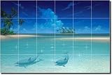"Dolphin Cove" by David Miller - Artwork On Tile Ceramic Mural 17" x 25.5" Kitchen Shower Backsplash