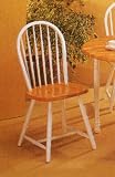 SET OF 4 WHITE & NATURAL WOOD SPINDLE BACK CHAIR