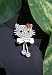Sparkling Crystal Covered Kitty Brooch~Red Flower