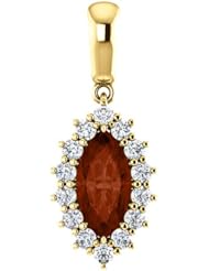 18K Yellow Gold 10.00x5.00mm Marquise Cut Mozambique Garnet and Diamond Pendant -- LIFETIME WARRANTY