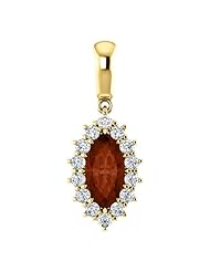 14K Yellow Gold 10.00x5.00mm Marquise Cut Mozambique Garnet and Diamond Pendant -- LIFETIME WARRANTY